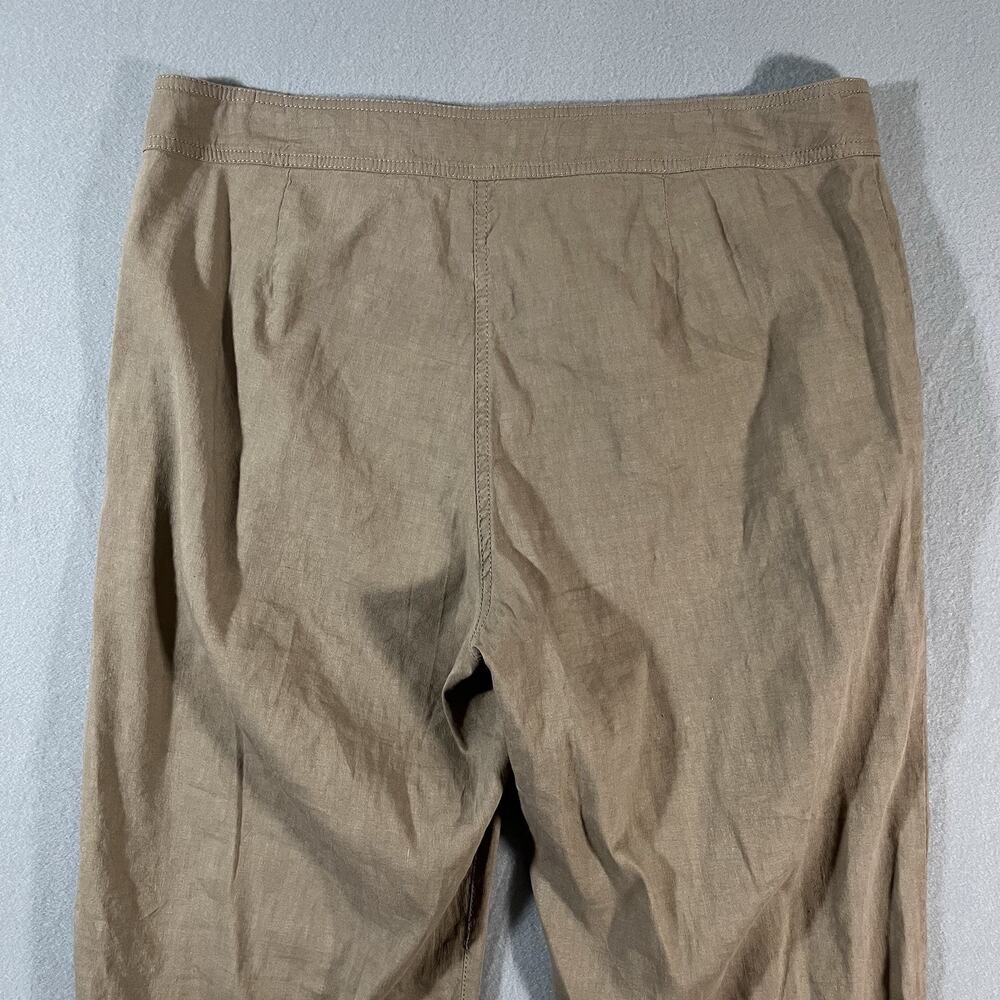 Eileen Fisher Linen Straight Leg Tan Size 12 Clasp‎ Closure Mid Rise Stretch - Picture 7 of 11